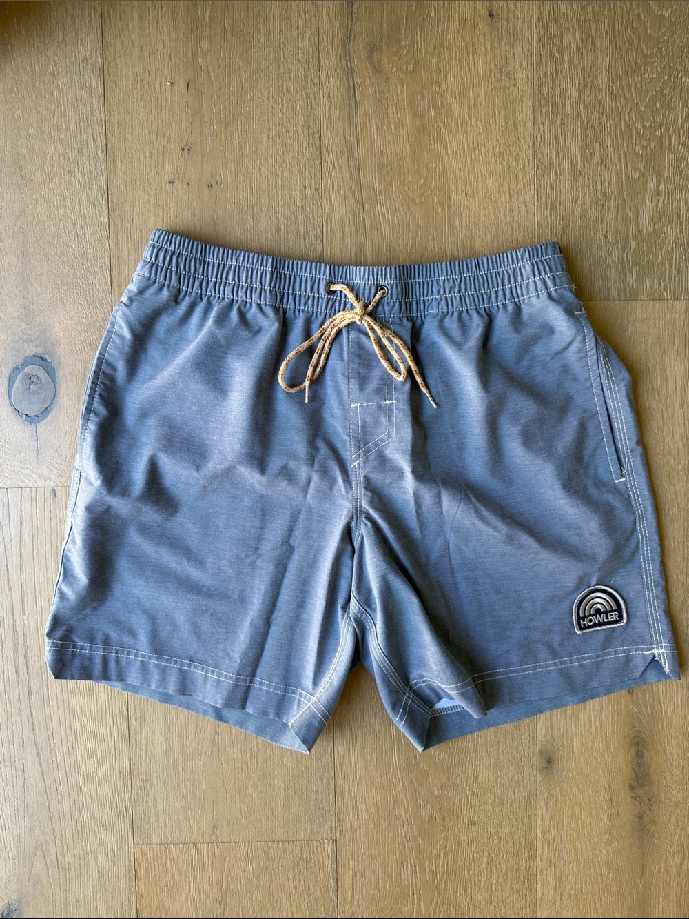 Howler Brothers Blue Swim Trunks with Tan Drawstring, size 31